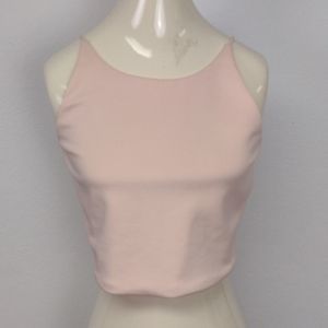 Zara. Pink Knit Midriff Sleeveless Top.  Size Large.